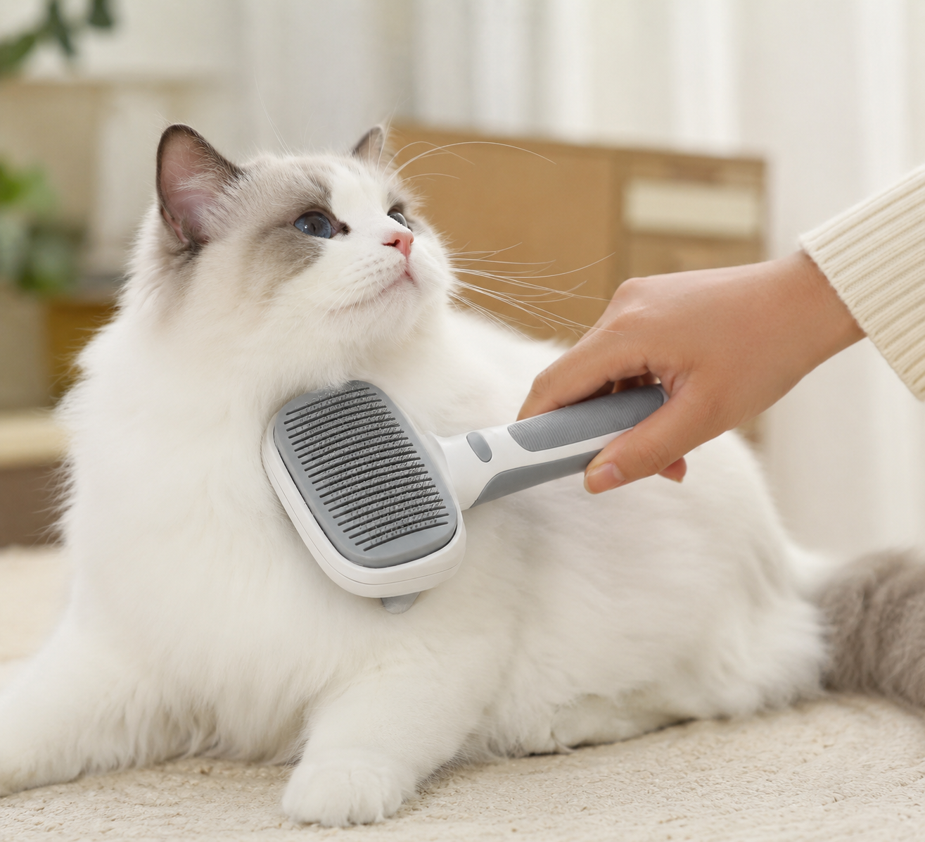 Self-Cleaning Pet Slicker Brush – Gentle Grooming Tool