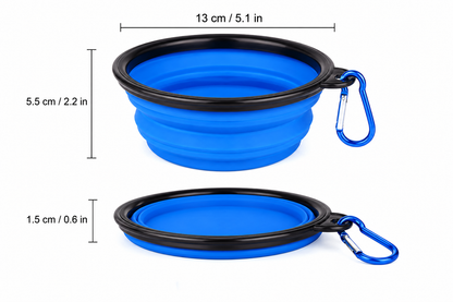 Collapsible Silicone Pet Travel Bowl with Carabiner
