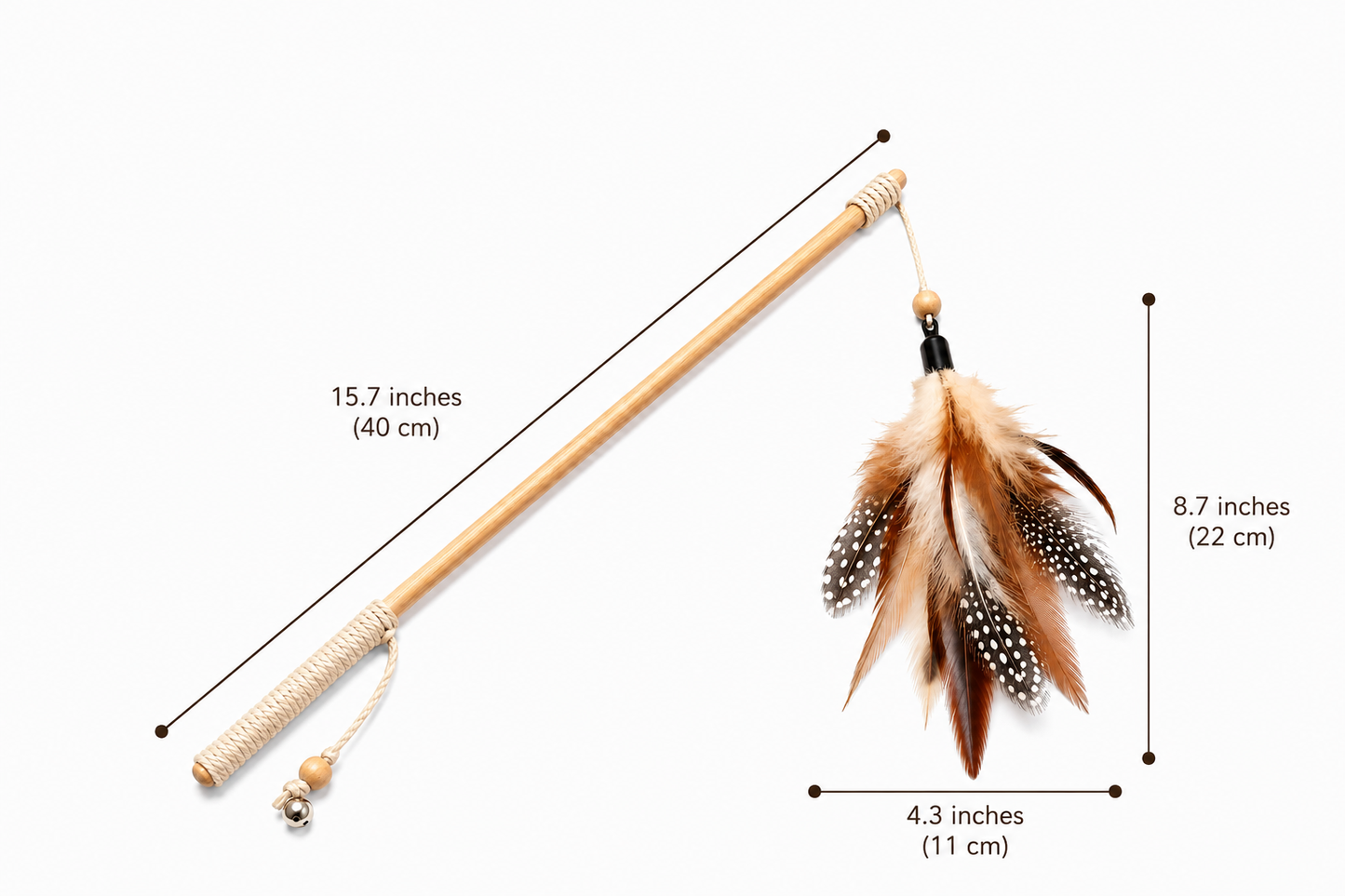 Wooden Feather Cat Wand Toy – Bell Interactive Teaser