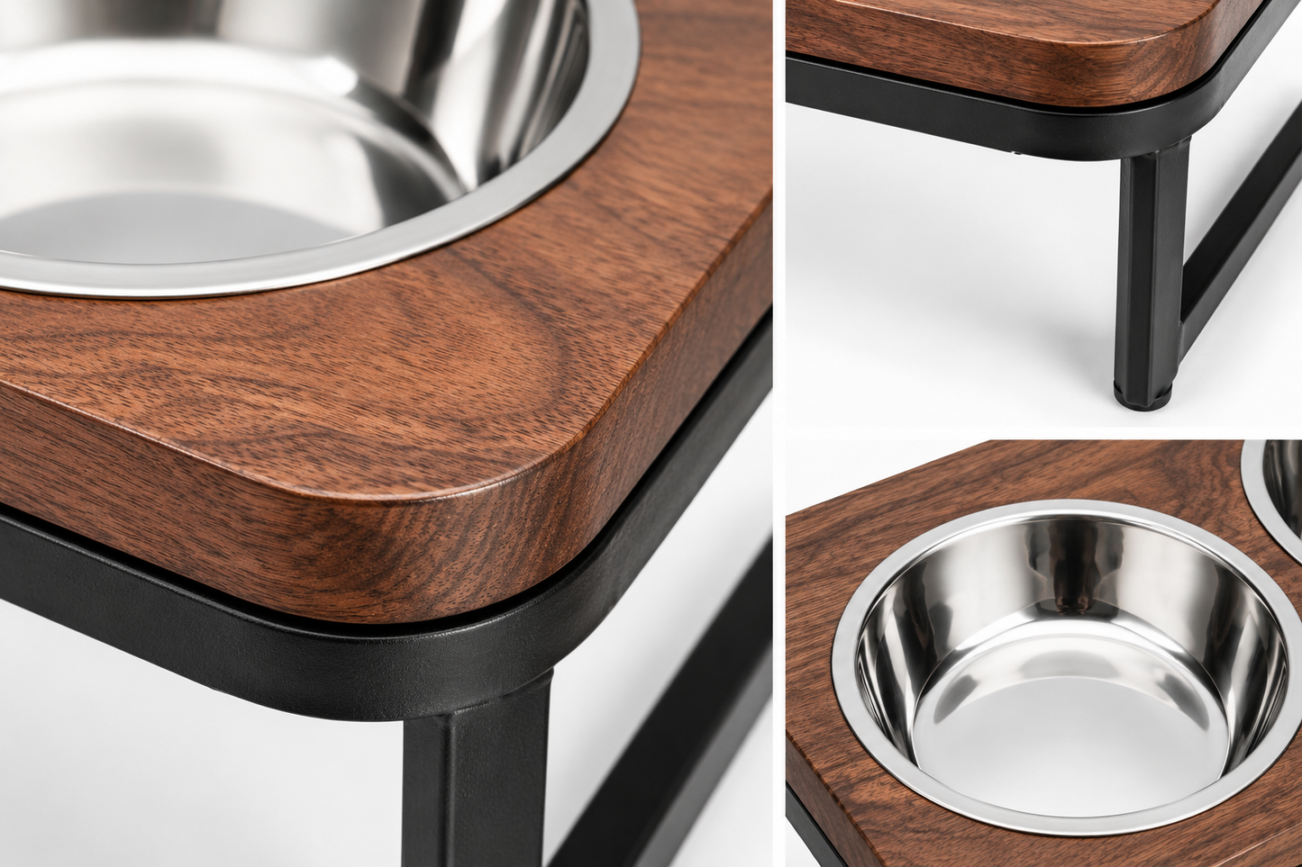 Elevated Double Pet Feeder Stand with Stainless Steel Bowls