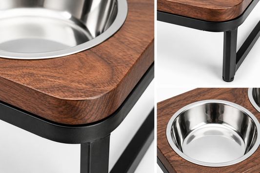 Elevated Double Pet Feeder Stand with Stainless Steel Bowls