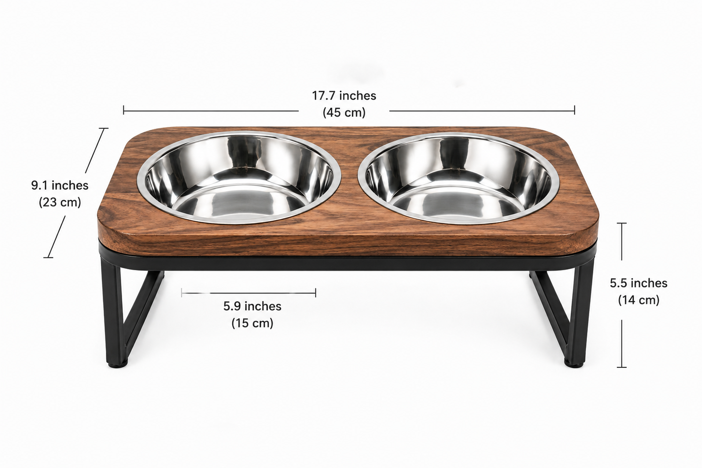 Elevated Double Pet Feeder Stand with Stainless Steel Bowls
