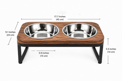 Elevated Double Pet Feeder Stand with Stainless Steel Bowls