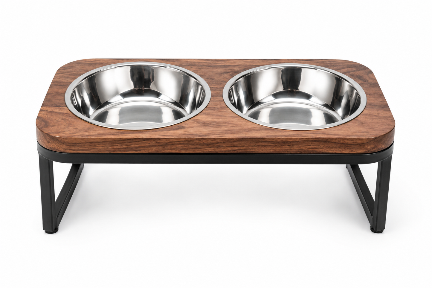 Elevated Double Pet Feeder Stand with Stainless Steel Bowls