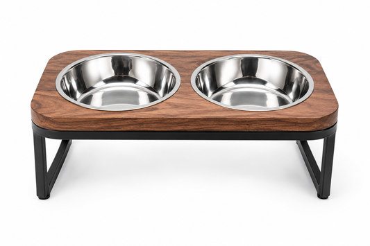 Elevated Double Pet Feeder Stand with Stainless Steel Bowls