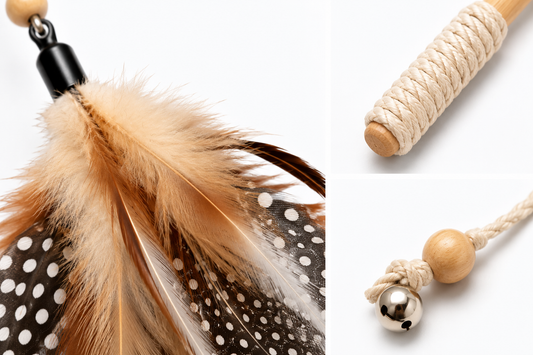 Wooden Feather Cat Wand Toy – Bell Interactive Teaser