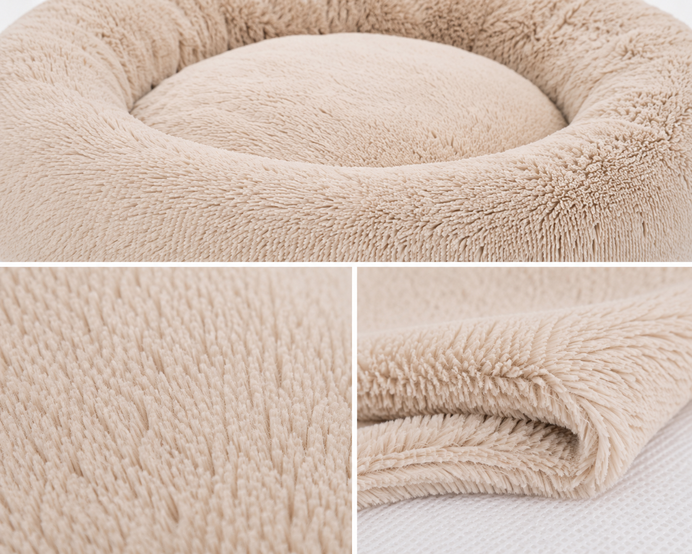 Donut Calming Pet Bed – Plush Round Nest for Cats & Dogs