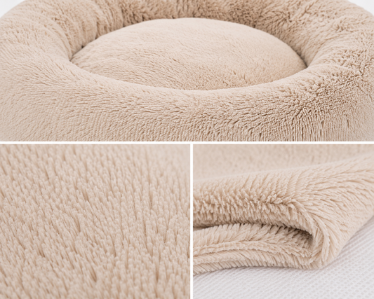 Donut Calming Pet Bed – Plush Round Nest for Cats & Dogs