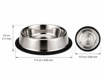Stainless Steel Pet Bowl – Non-Slip Feeding Dish for Pets